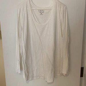 Loft Plus V-Neck Long Sleeve Shirttail Tee